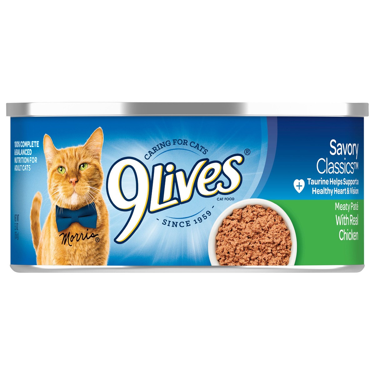 slide 1 of 2, 9Lives Meaty Paté Chicken Dinner Wet Cat Food, 5.5-Ounce Can, 5.5 oz
