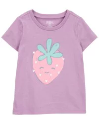 Oshkosh Toddler Strawberry Graphic Tee Purple 3T