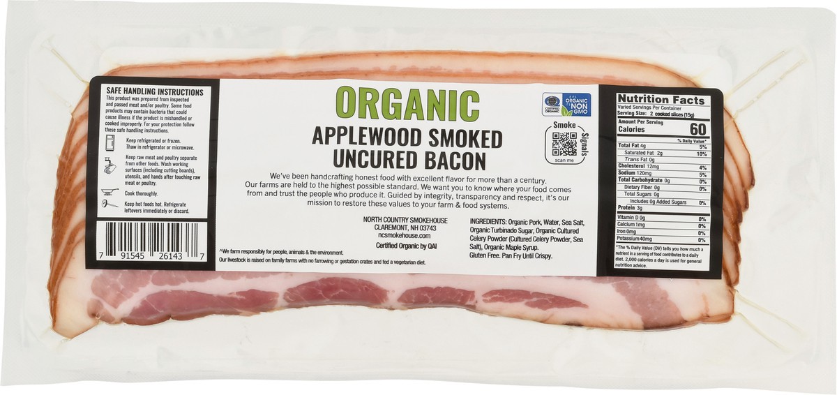 slide 2 of 13, North Country Smokehouse Organic Uncured Applewood Smoked Bacon 8 oz, 8 oz