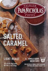 Papa Nicholas Single Serve Brew Cups Light Roast Salted Caramel Coffee 12 ct