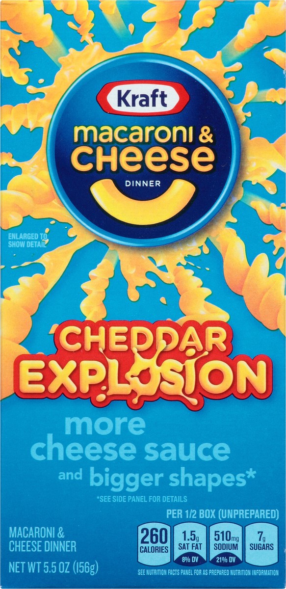 slide 10 of 14, Kraft Cheddar Explosion Macaroni & Cheese Dinner 5.5 oz. Box, 5.5 oz