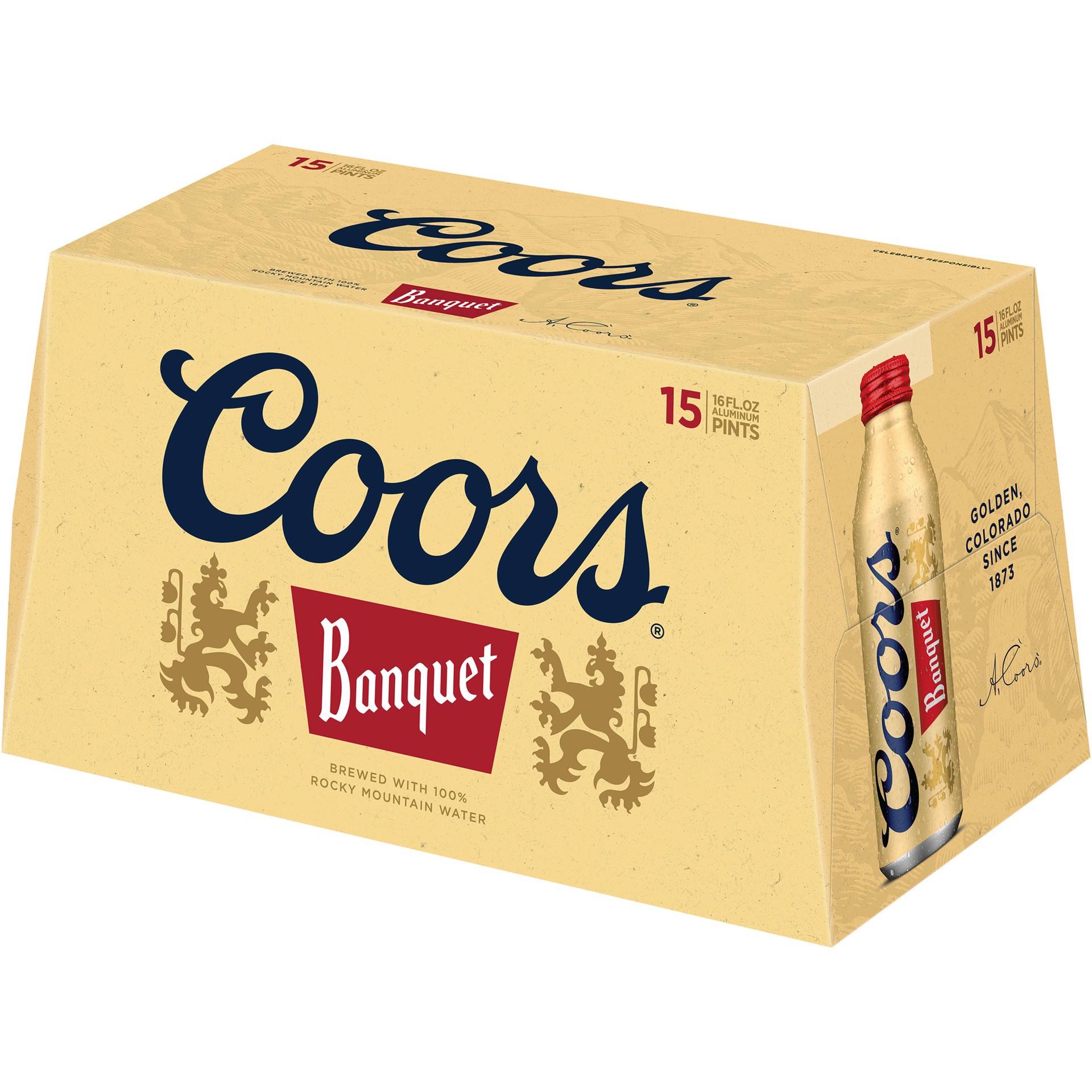 slide 4 of 5, Coors Brisk and satisfying with a subtle sweetness and malty refreshment, Coors Banquet Lager Beer is a golden lager beer with 5% ABV., 15 ct; 16 oz