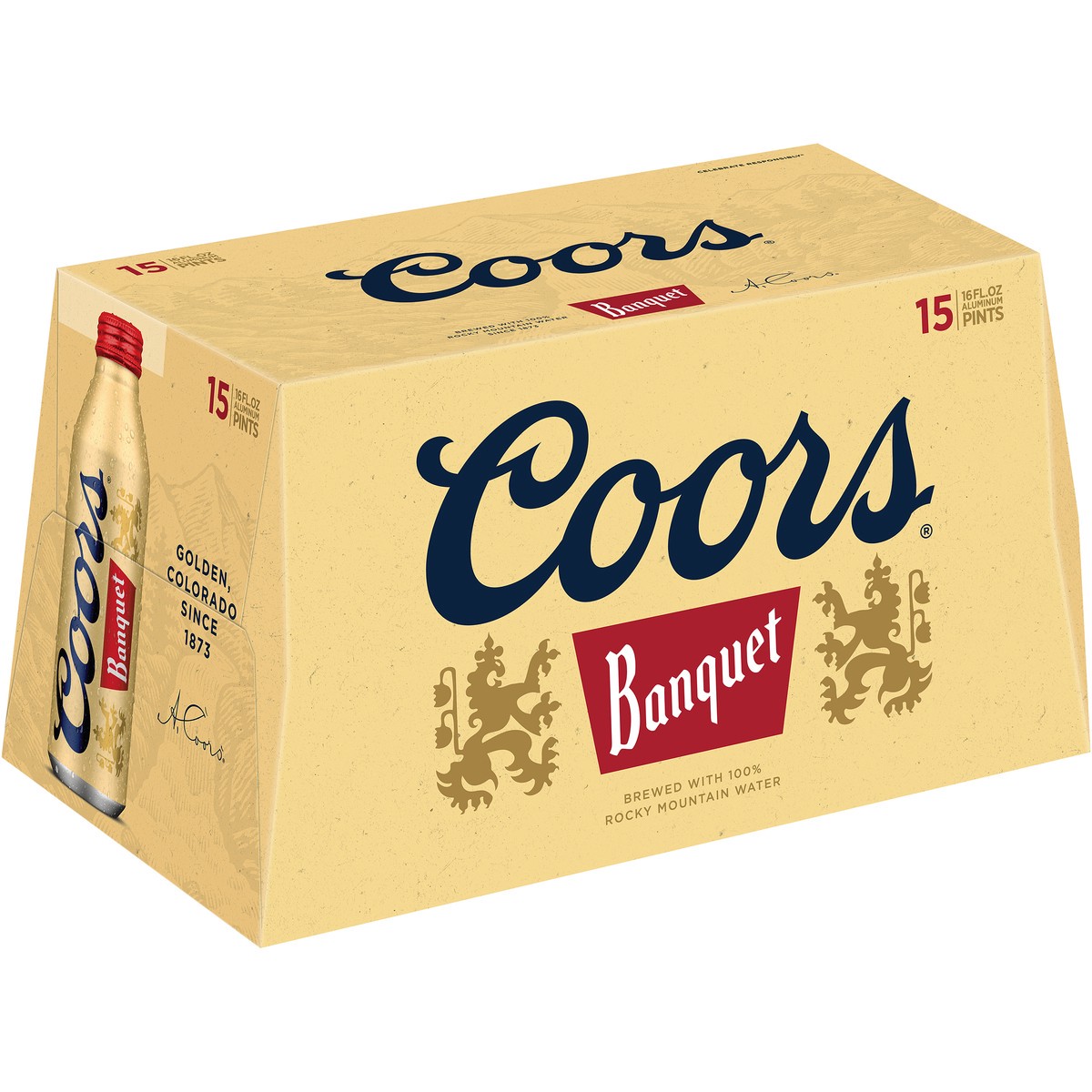 slide 1 of 5, Coors Brisk and satisfying with a subtle sweetness and malty refreshment, Coors Banquet Lager Beer is a golden lager beer with 5% ABV., 15 ct; 16 oz