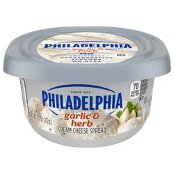 Philadelphia Flavored Cream Cheese Spread, 1 Tub, for Smooth, Spreadable Mornings, Garlic & Herb, No Artificial Preservatives, Flavors or Dyes, 7.5 oz