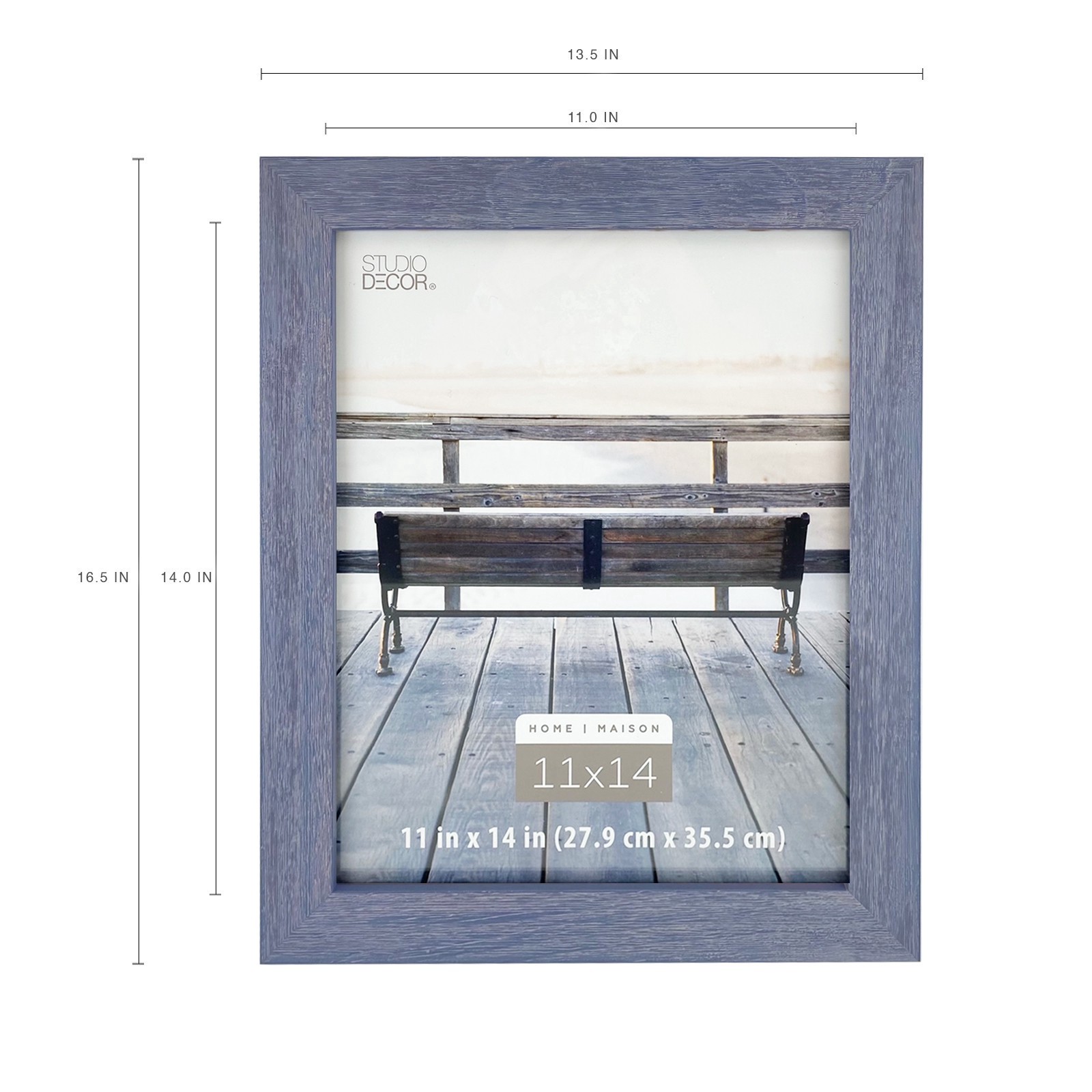 slide 5 of 6, Home Distressed Blue Frame By Studio Decor, 11 in x 14 in