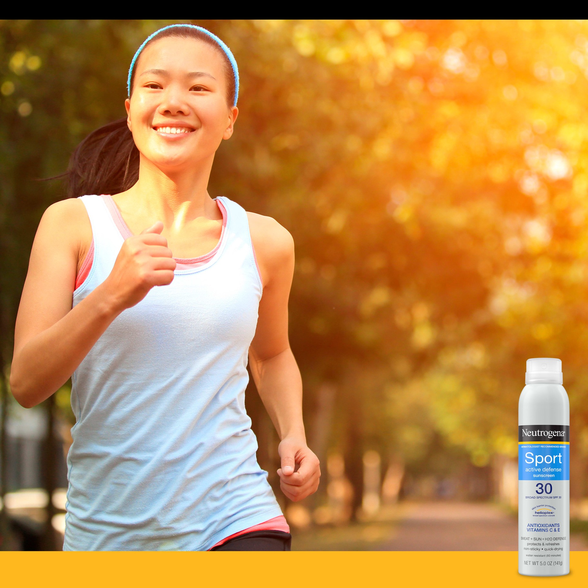 slide 9 of 9, Neutrogena Sport Active Defense with Broad Spectrum SPF 30 Sunscreen Spray, 5.0 Oz, 5 oz