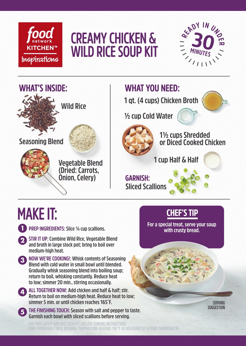 slide 12 of 13, Food Network Kitchen Inspirations Creamy Chicken & Wild Rice Soup Meal Kit, 4.16 oz Box, 4.16 oz