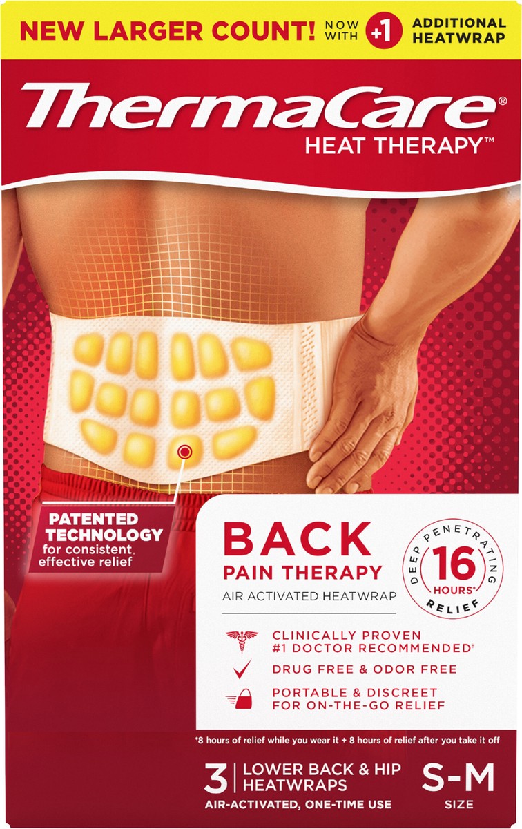 slide 7 of 7, Thermacare Pain Relief Patch Small & Mediumium Lower Back & Hip, 3 ct