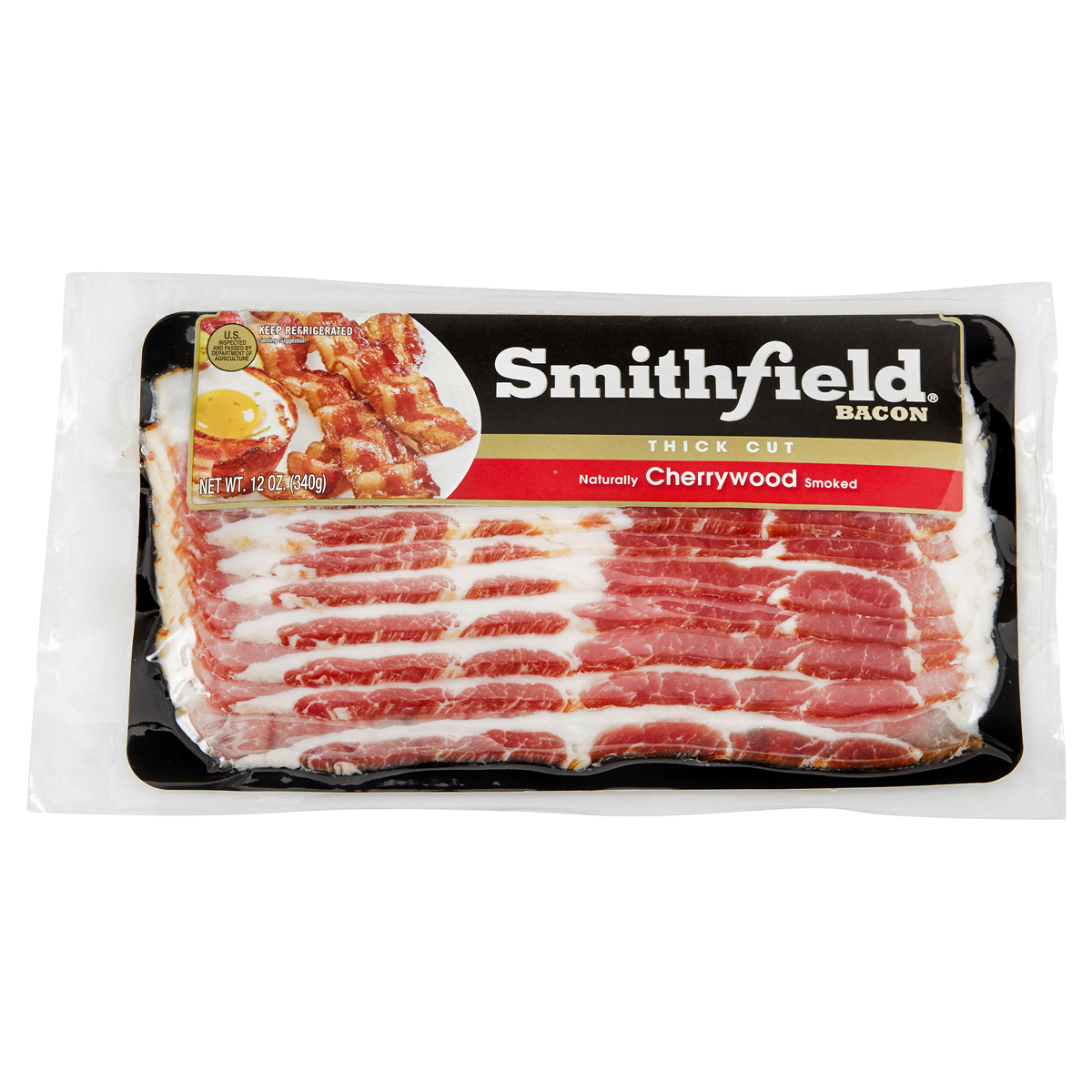 slide 1 of 1, Smithfield Thick Cut Cherrywood Bacon, 12 oz