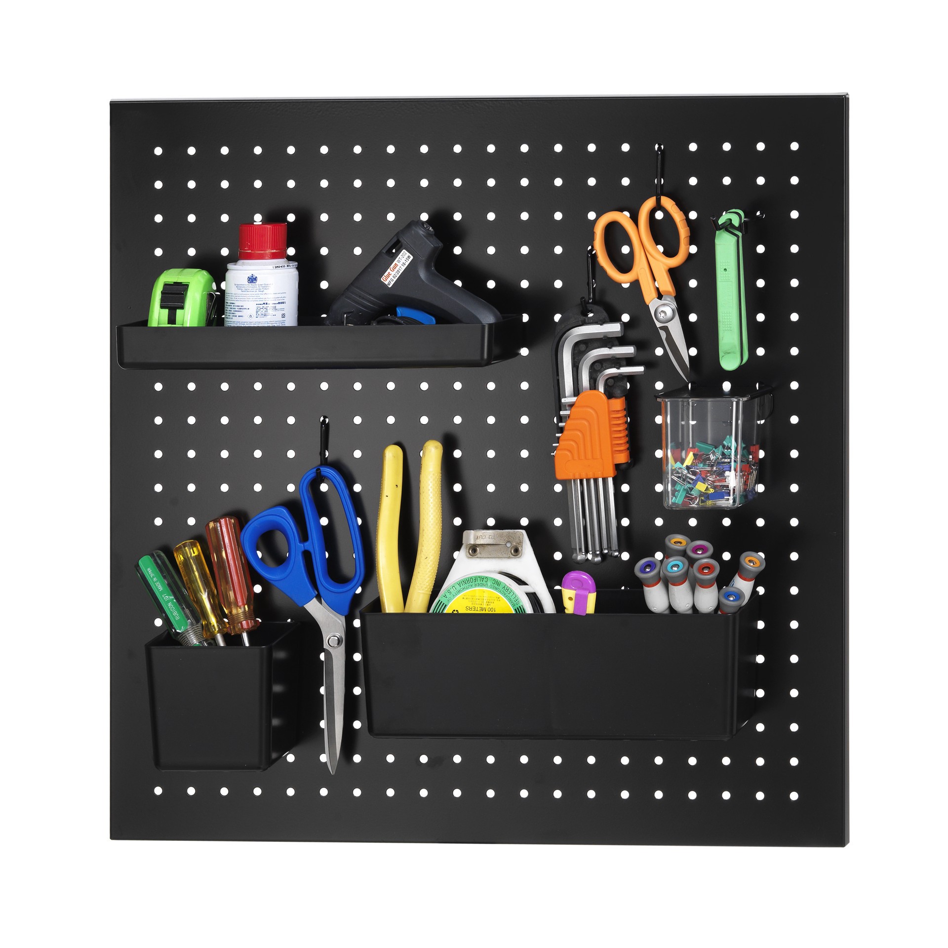 slide 2 of 3, 22" Black Metal Pegboard By Simply Tidy, 22 in x 22 in