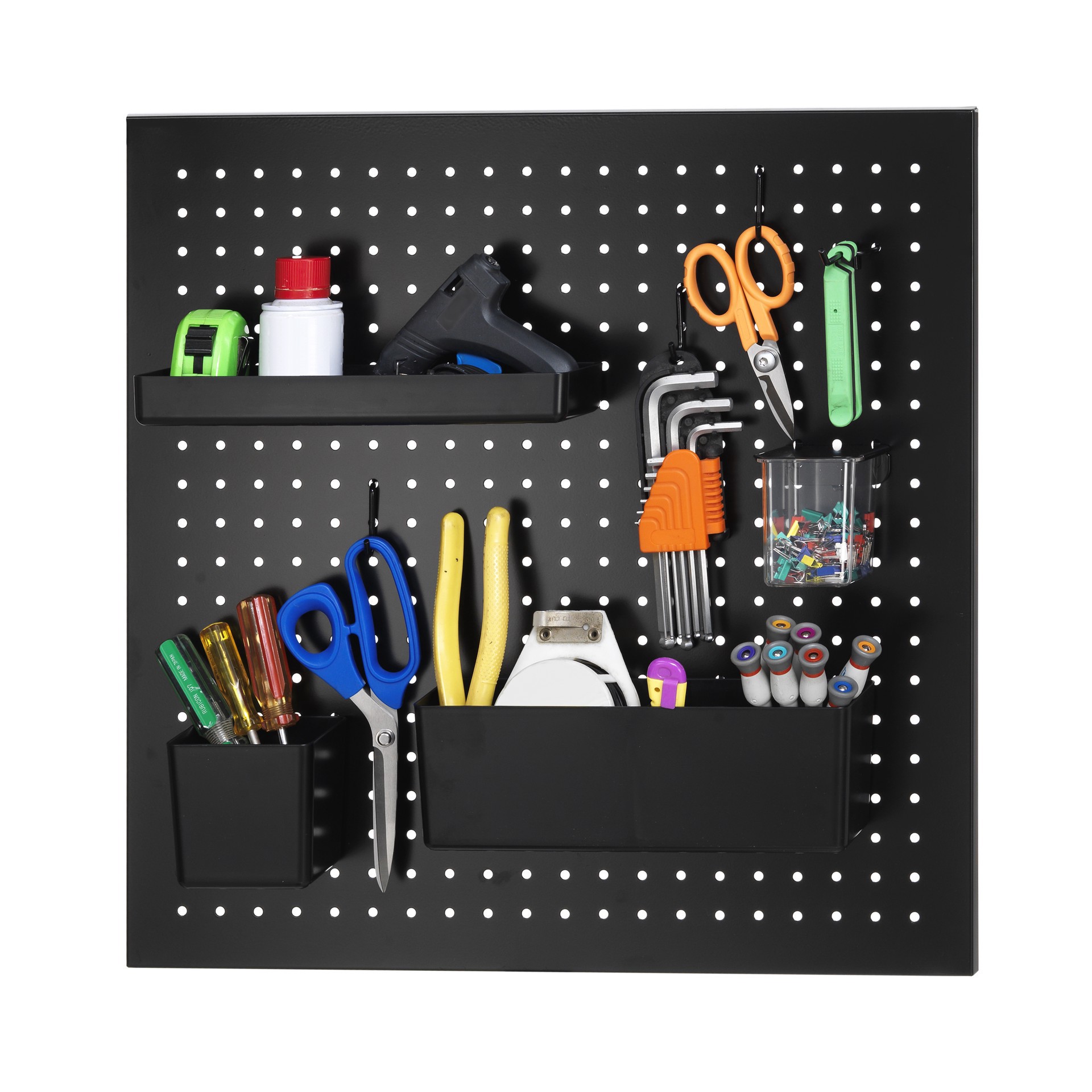 slide 3 of 3, 22" Black Metal Pegboard By Simply Tidy, 22 in x 22 in
