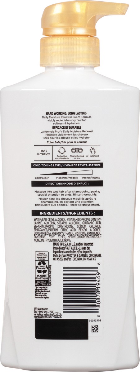slide 9 of 9, Pantene Daily Moisture Renewal 72 HR Lush Moisture Conditioner 16.0oz/476mL, 16 fl oz