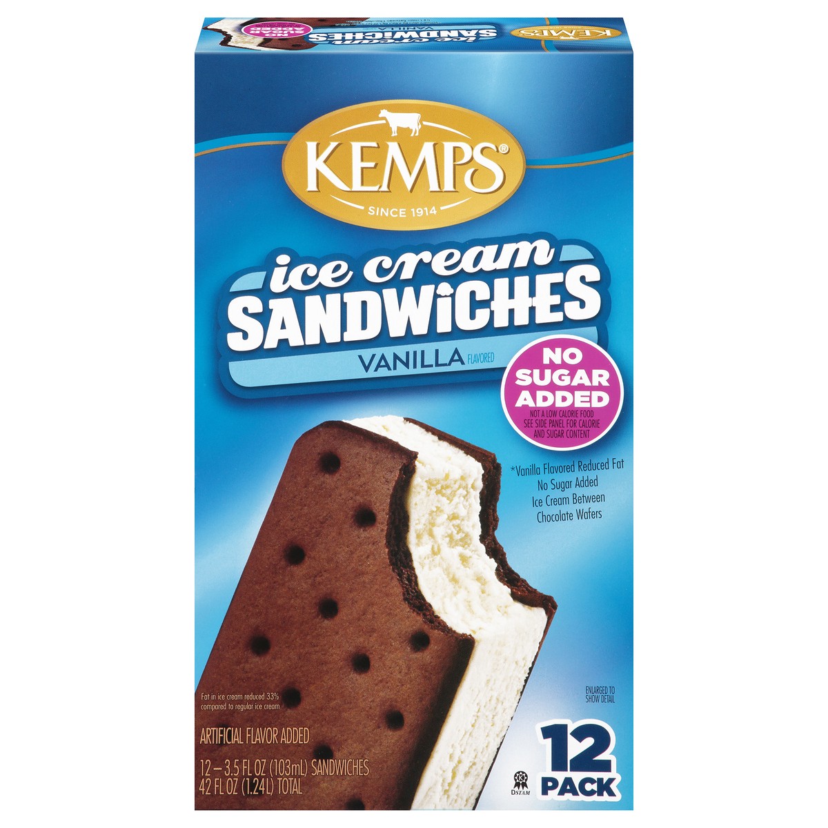slide 4 of 13, Kemps Vanilla Ice Cream Sandwiches, No Sugar Added, 12 ct