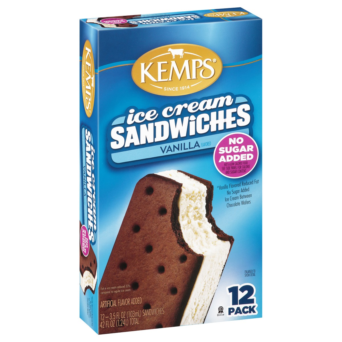 slide 10 of 13, Kemps Vanilla Ice Cream Sandwiches, No Sugar Added, 12 ct