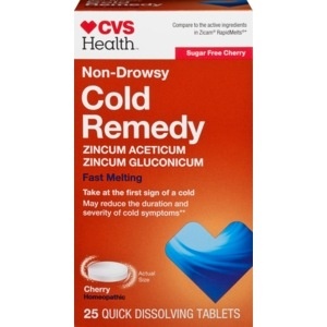 slide 1 of 1, CVS Health Cold Remedy Non-Drowsy Quick Dissolving Tablets Sugar Free Cherry, 25 ct