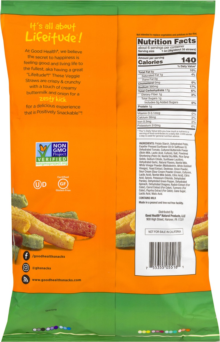 slide 8 of 10, Good Health Zesty Ranch Veggie Straws 6.25 oz, 6.25 oz