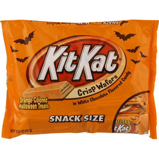 slide 4 of 9, KIT KAT Orange-Colored Halloween Treats Snack Size Candy, 10.29 oz