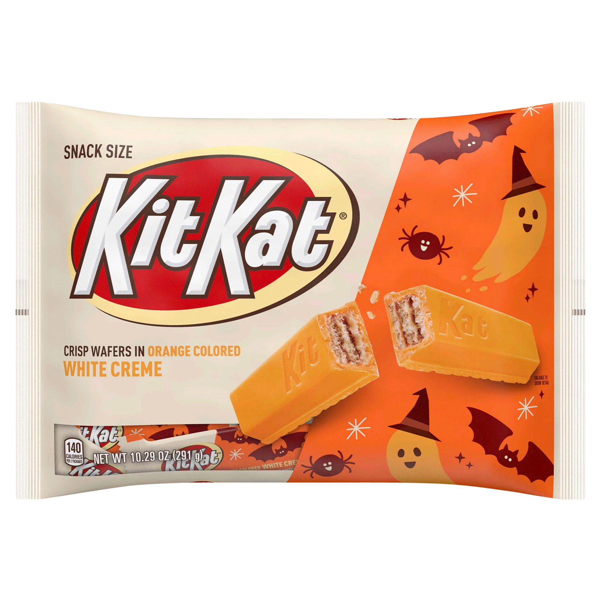 slide 1 of 9, KIT KAT Orange-Colored Halloween Treats Snack Size Candy, 10.29 oz