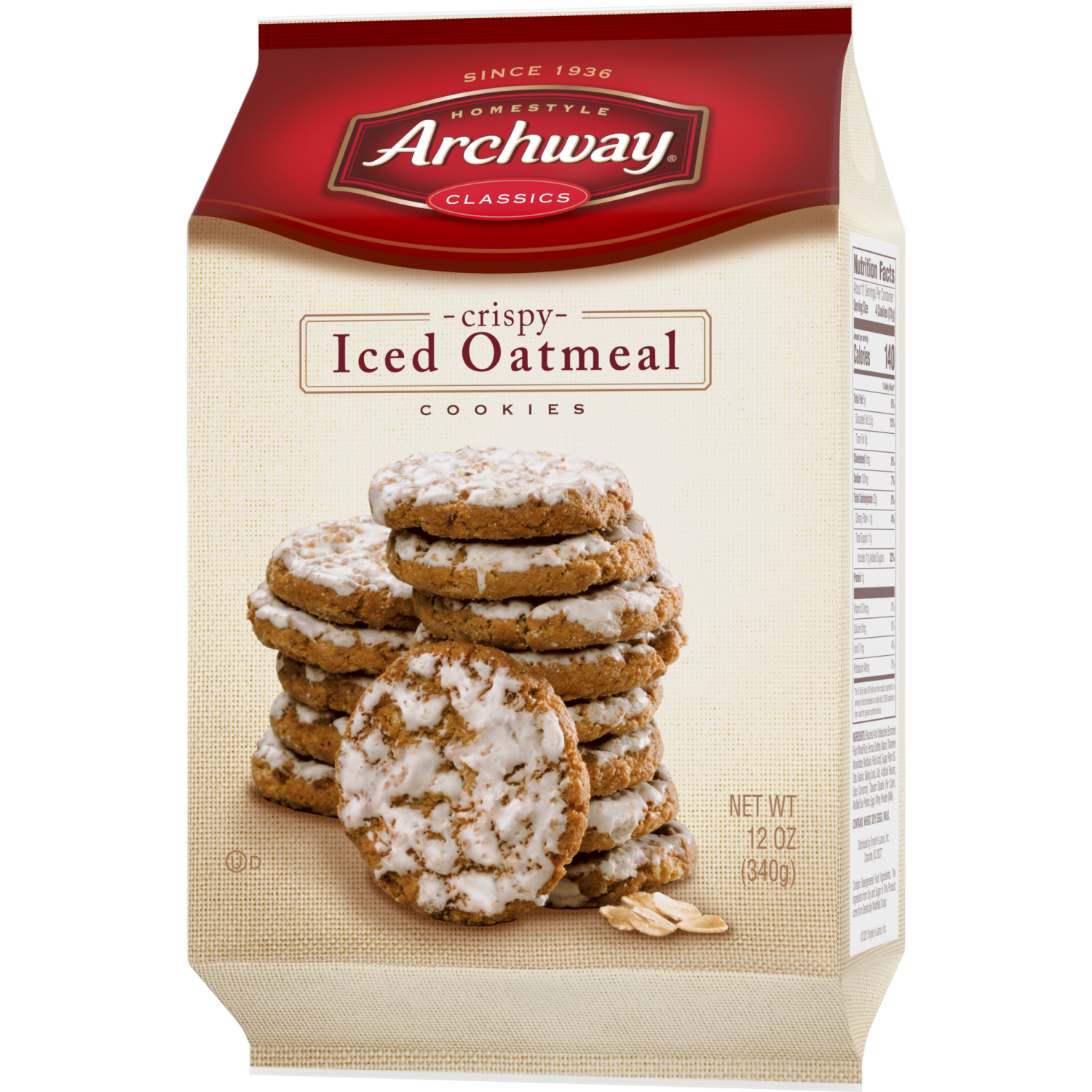 slide 3 of 5, Archway Cookies Iced Oatmeal Crispy Cookies, 12.000 oz