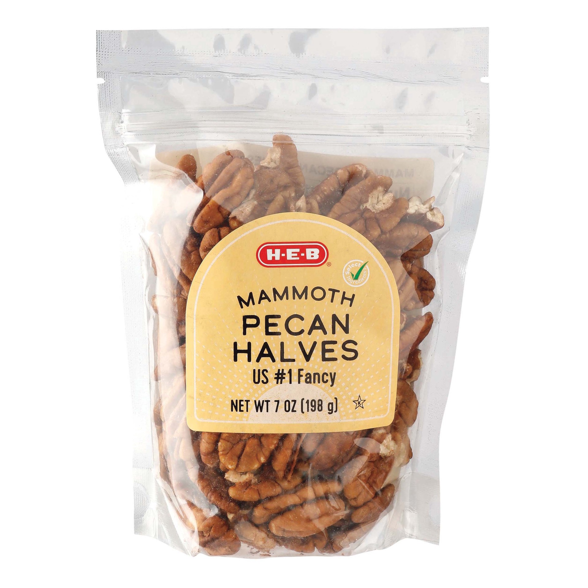 slide 1 of 1, H-E-B Mammoth Pecan Halves, 7 oz