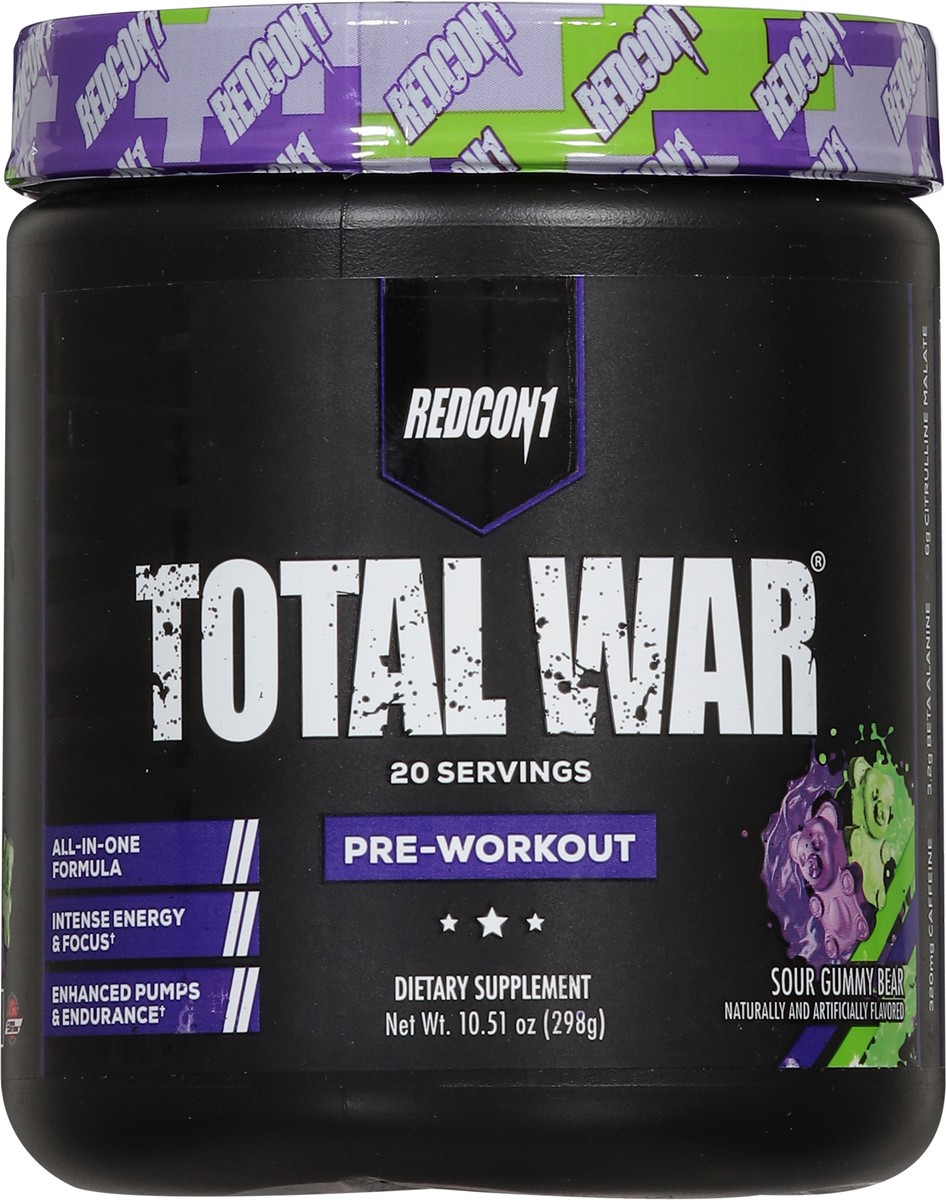 slide 7 of 14, Redcon1 Total War Sour Gummy Bear Pre-Workout 10.51 oz, 10.51 oz