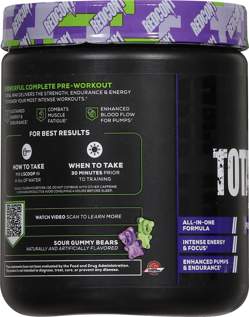 slide 13 of 14, Redcon1 Total War Sour Gummy Bear Pre-Workout 10.51 oz, 10.51 oz