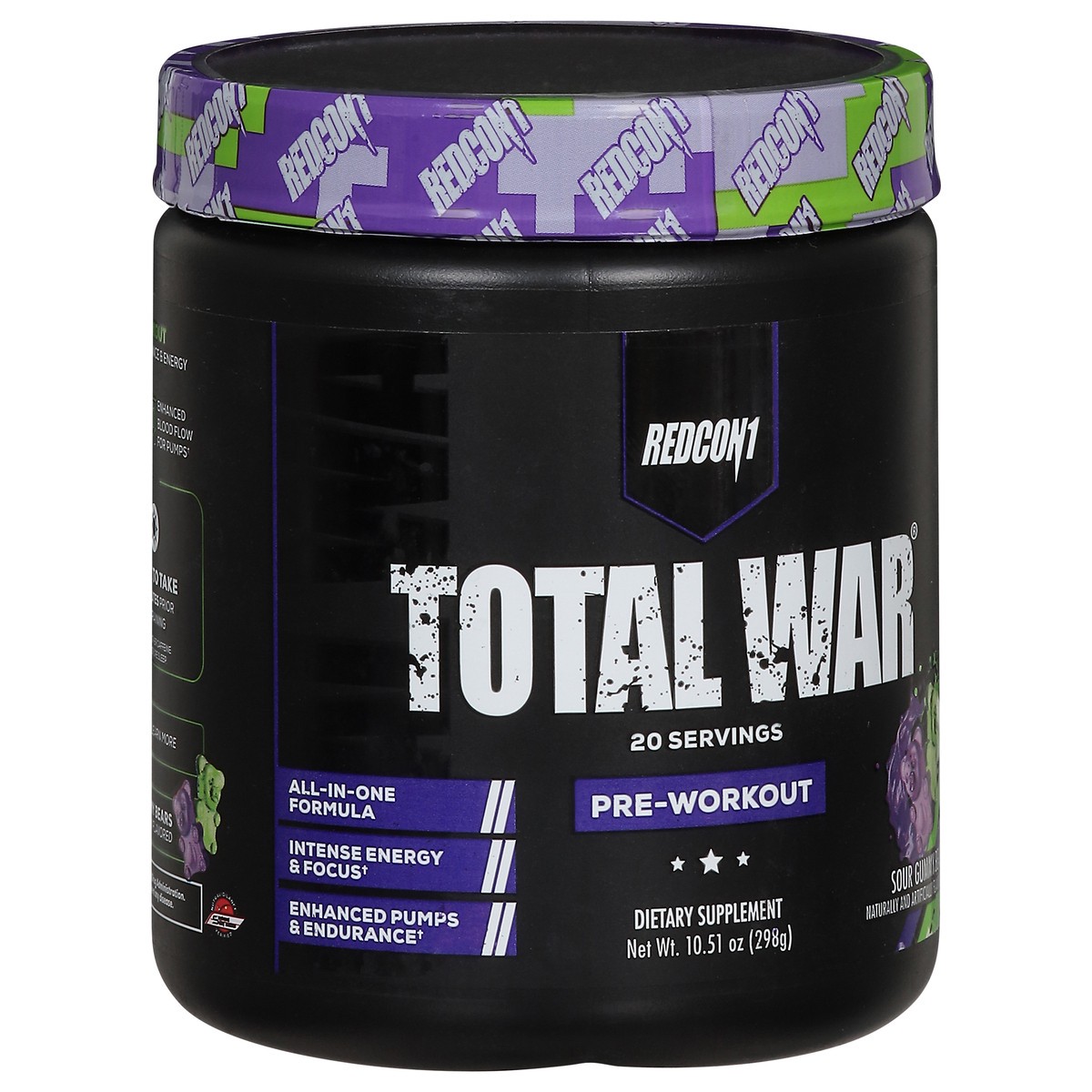 slide 10 of 14, Redcon1 Total War Sour Gummy Bear Pre-Workout 10.51 oz, 10.51 oz