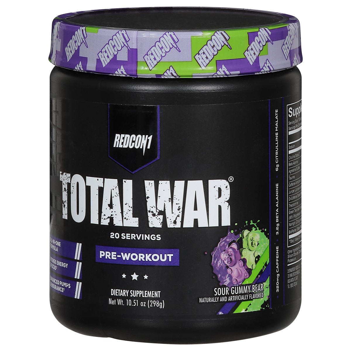 slide 9 of 14, Redcon1 Total War Sour Gummy Bear Pre-Workout 10.51 oz, 10.51 oz