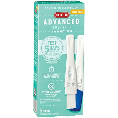 slide 1 of 1, H-E-B One Step Advanced Pregnancy Tests, 5 ct