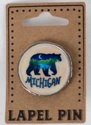Michigan Painted Bear Design Lapel Pin
