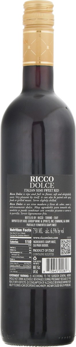 slide 5 of 14, Ricco Carletto Sweet Red Rico Dolce, 750 ml