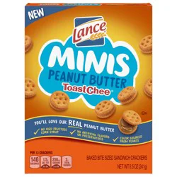 Lance Sandwich Crackers Minis, Toastchee Peanut Butter, 8.5 Oz