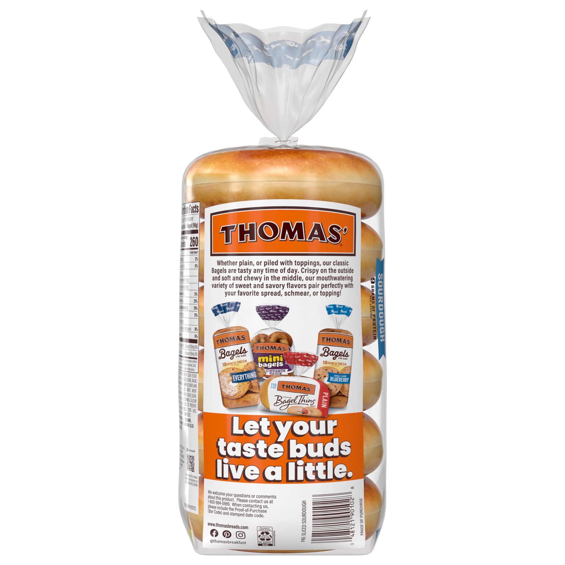 slide 6 of 7, Thomas' Sourdough Bagels, 6 count, 20 oz, 6 ct