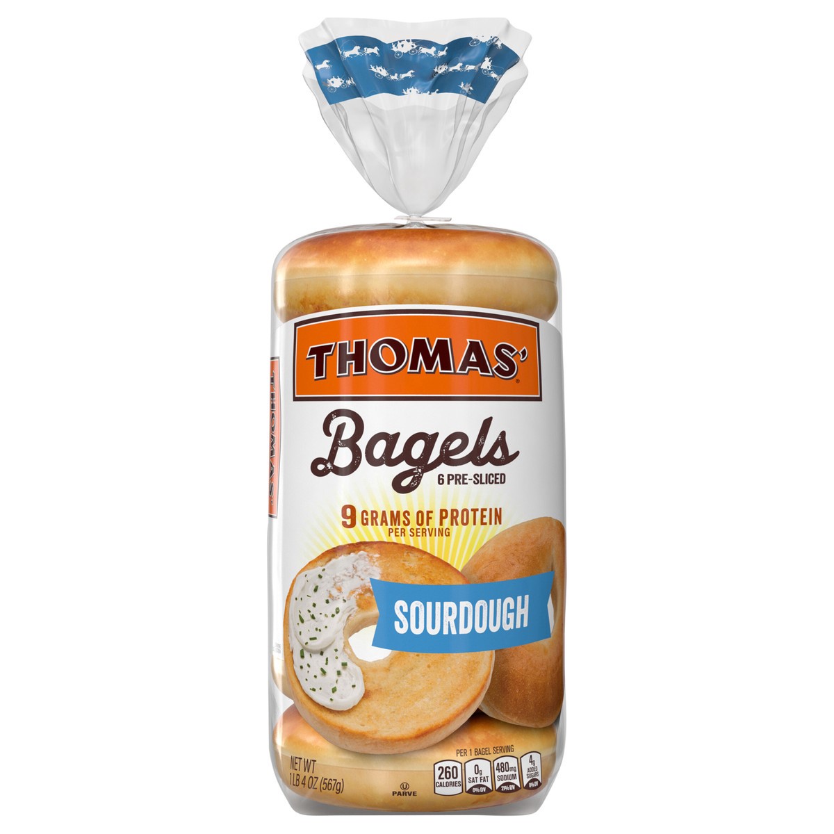 slide 1 of 7, Thomas' Sourdough Bagels, 6 count, 20 oz, 6 ct
