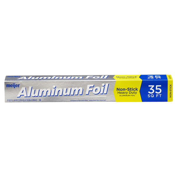 slide 1 of 1, Meijer 12'' Non-Stick Heavy Duty Aluminum Foil, 35 sq ft