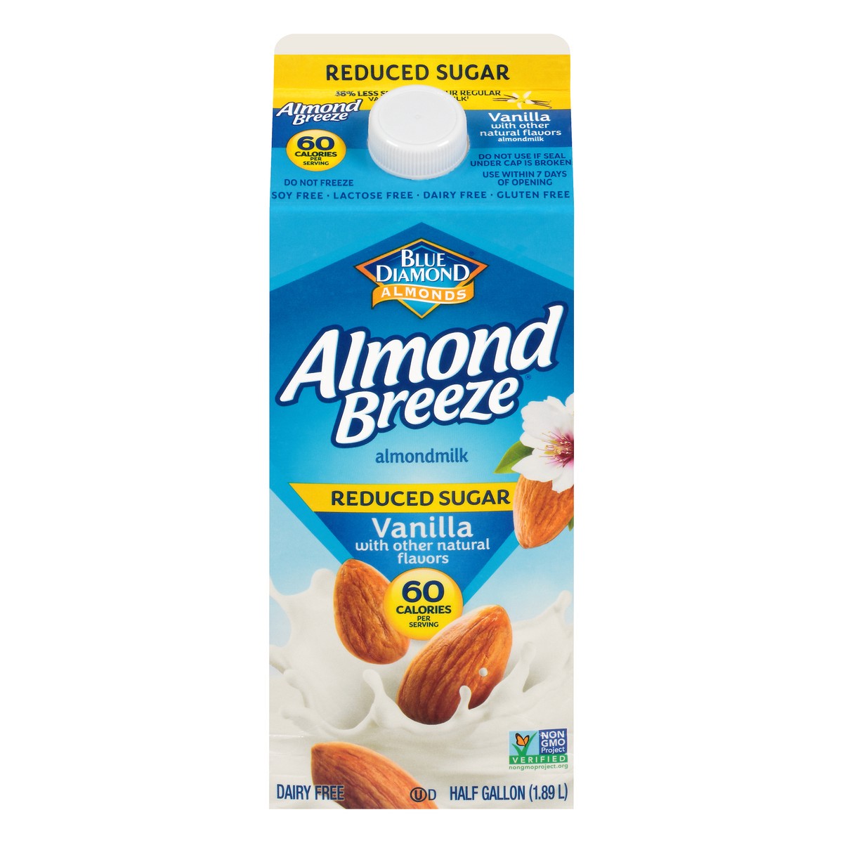 slide 4 of 13, Almond Breeze Reduced Sugar Vanilla Almondmilk 0.5 gl, 64 fl oz