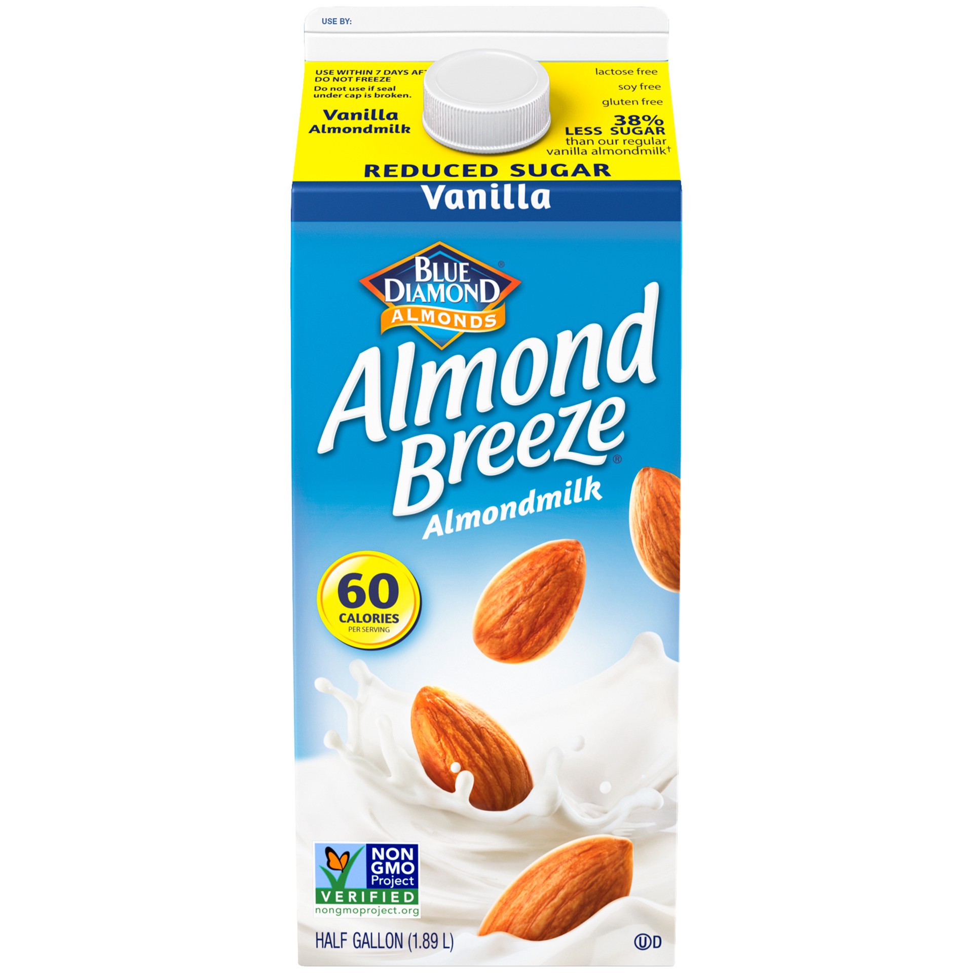 slide 1 of 13, Blue Diamond Almond Breeze Reduced Sugar Vanilla Almondmilk, 64 fl oz