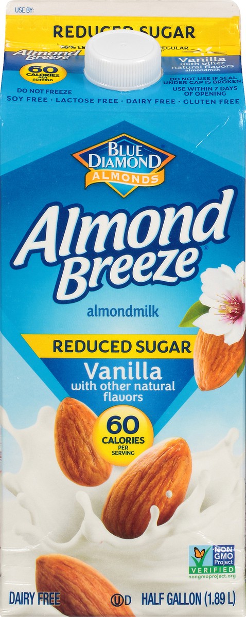 slide 1 of 13, Almond Breeze Reduced Sugar Vanilla Almondmilk 0.5 gl, 64 fl oz