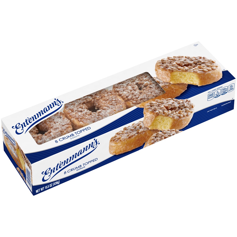 slide 3 of 9, Entenmann's Crumb Topped Donuts, 8 count, 8 ct
