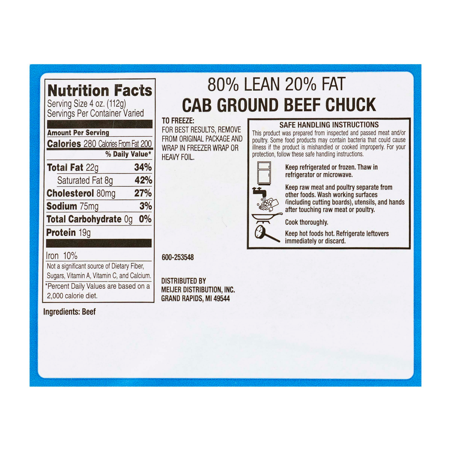 slide 3 of 5, Fresh From Meijer Ground Beef Chuck 80% Lean, per lb