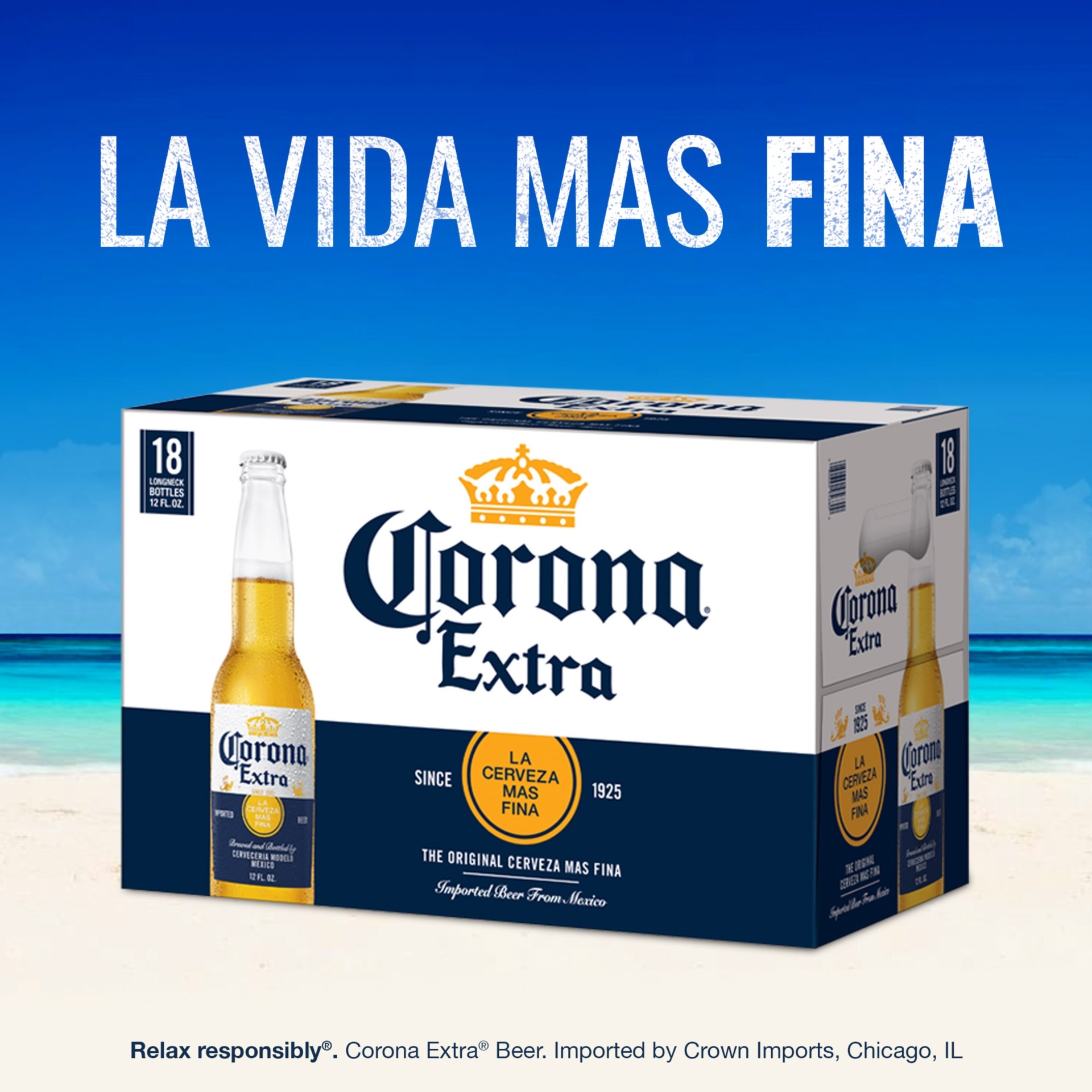 slide 4 of 6, Corona Extra Mexican Lager Beer, 18 ct; 12 oz