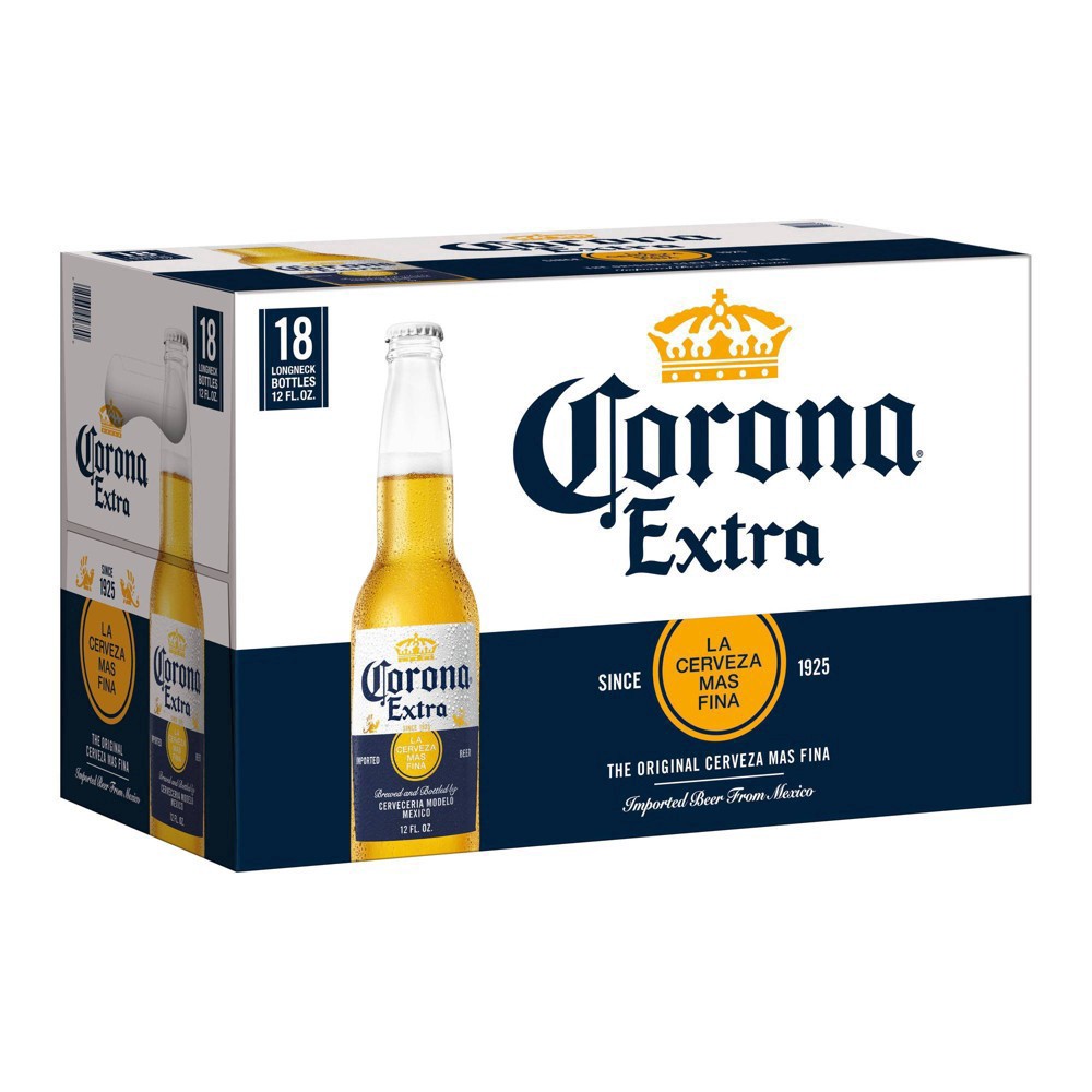 slide 54 of 77, Corona Extra Mexican Lager Import Beer, 18 pk 12 fl oz Bottles, 4.6% ABV, 216 fl oz