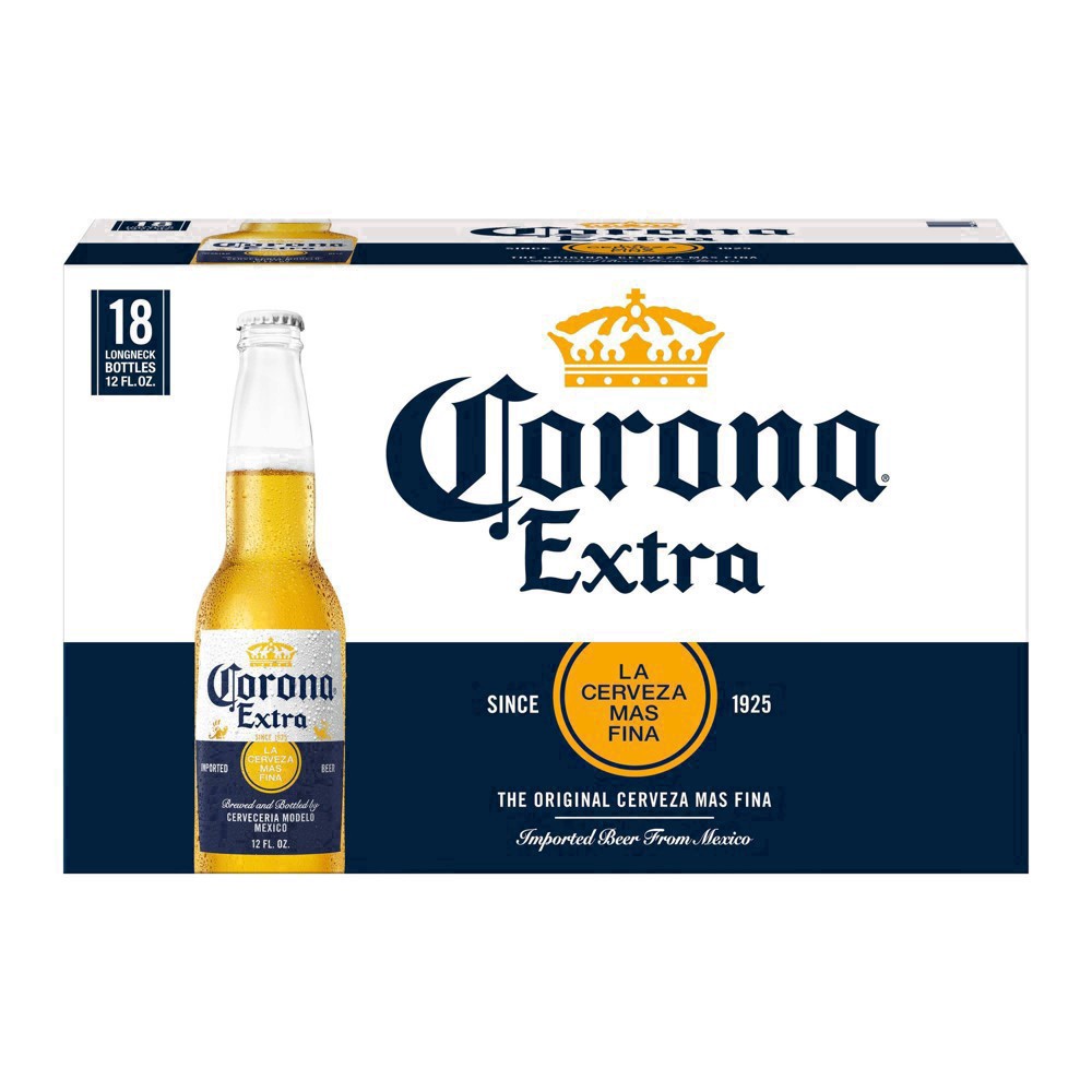 slide 23 of 77, Corona Extra Mexican Lager Import Beer, 18 pk 12 fl oz Bottles, 4.6% ABV, 216 fl oz