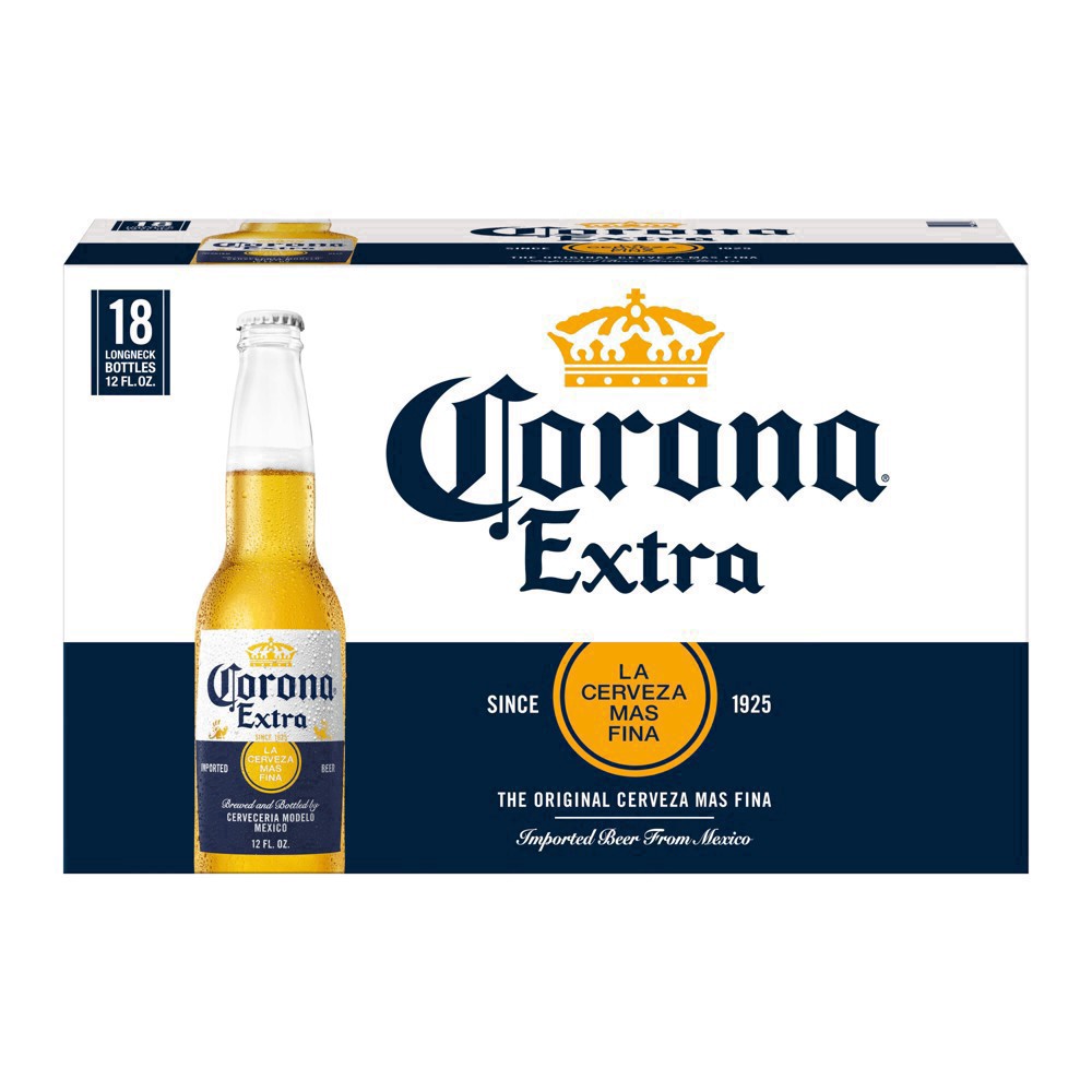 slide 5 of 77, Corona Extra Mexican Lager Import Beer, 18 pk 12 fl oz Bottles, 4.6% ABV, 216 fl oz