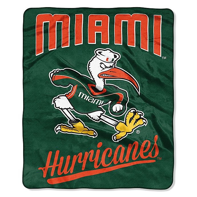 slide 1 of 1, NCAA University of Miami Raschel Throw Blanket, 1 ct