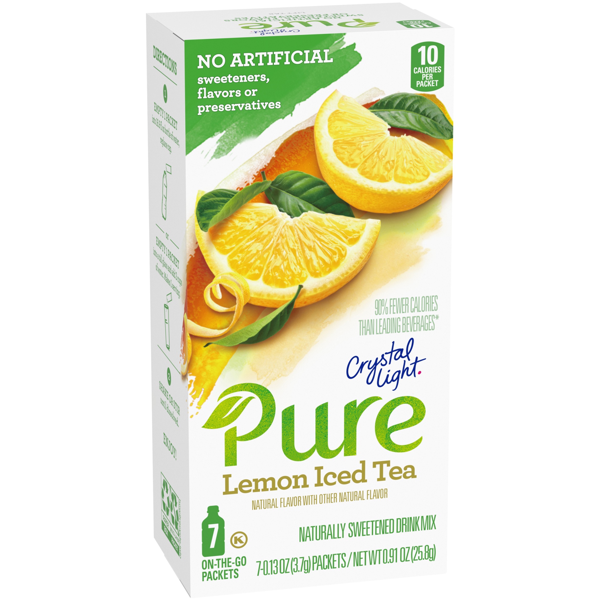 slide 2 of 6, Crystal Light Pure Lemon Iced Tea Naturally Flavored Powdered Drink Mix with No Artificial Sweeteners On-the-Go, 7 ct; 0.13 oz