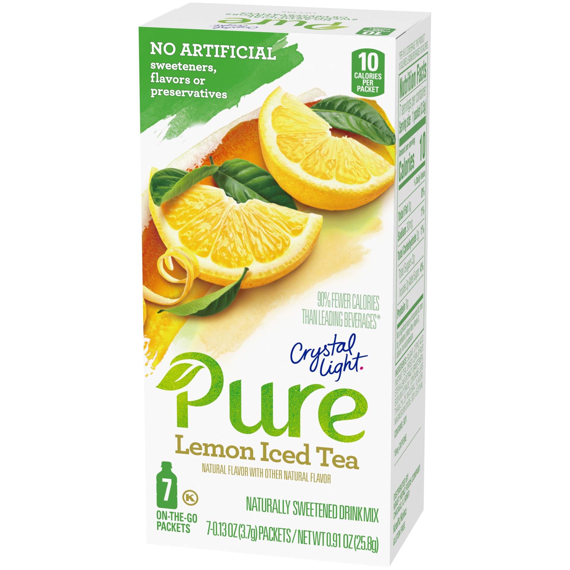 slide 3 of 6, Crystal Light Pure Lemon Iced Tea Naturally Flavored Powdered Drink Mix with No Artificial Sweeteners On-the-Go, 7 ct; 0.13 oz