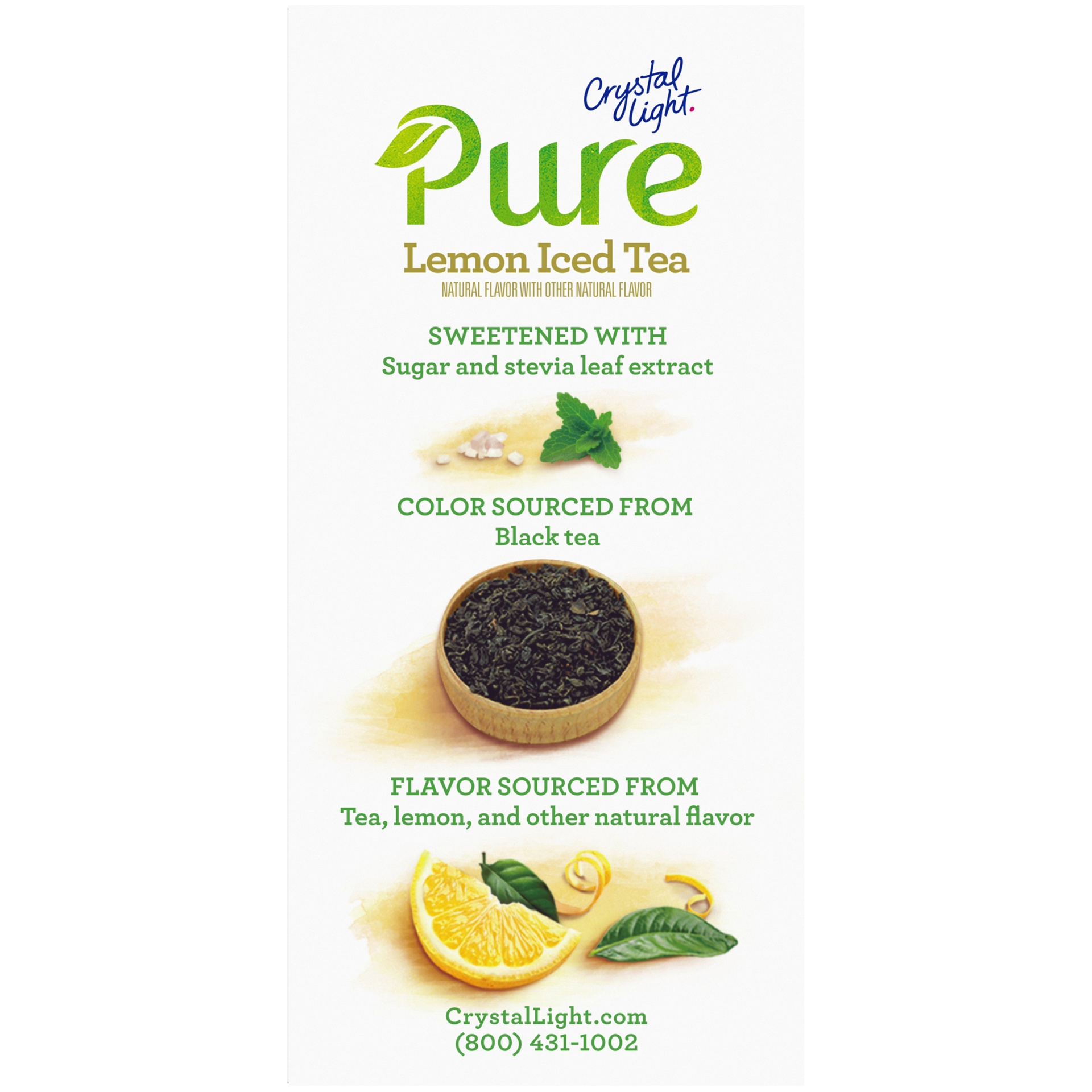 slide 4 of 6, Crystal Light Pure Lemon Iced Tea Naturally Flavored Powdered Drink Mix with No Artificial Sweeteners On-the-Go, 7 ct; 0.13 oz