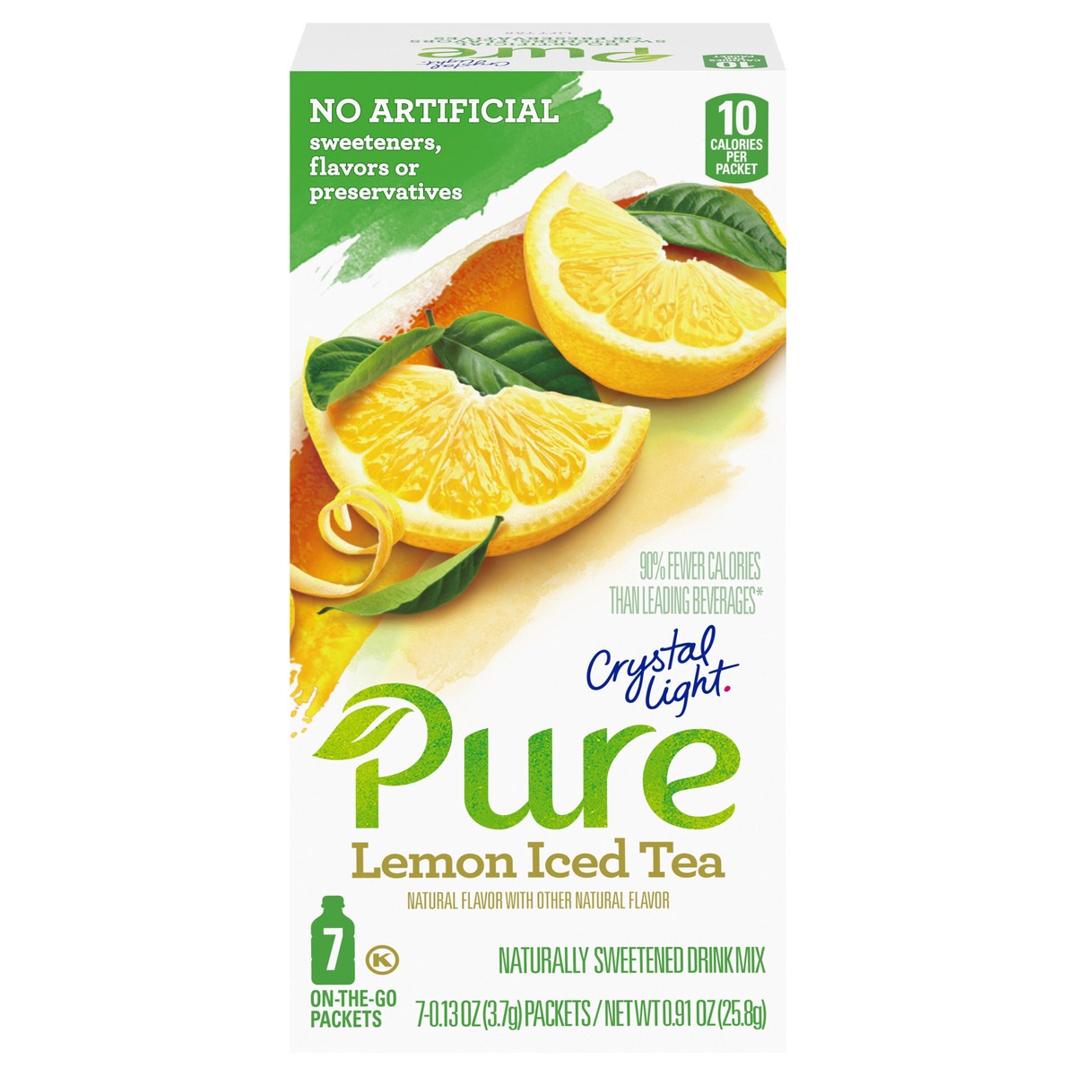 slide 1 of 8, Pure Crystal Light Pure Lemon Iced Tea Naturally Flavored Powdered Drink Mix with No Artificial Sweeteners, On-the-Go Packets - 7 ct, 7 ct