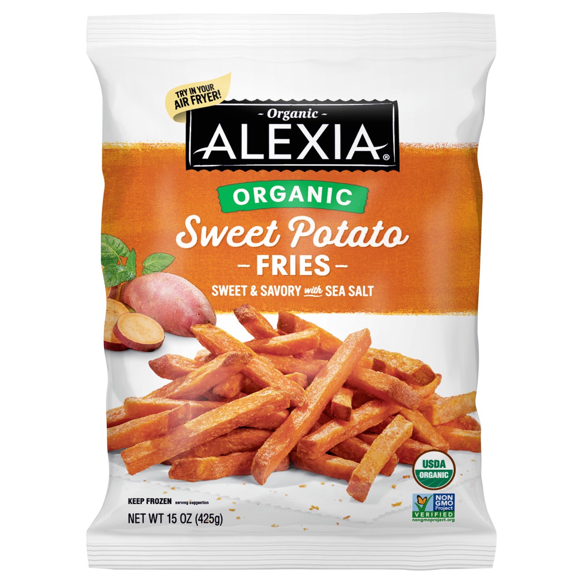 slide 1 of 7, Alexia Organic Sweet Potato Fries with Sea Salt 15 oz, 15 oz